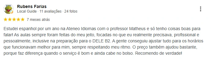 Depoimento de Rubens Farias sobre aulas de espanhol