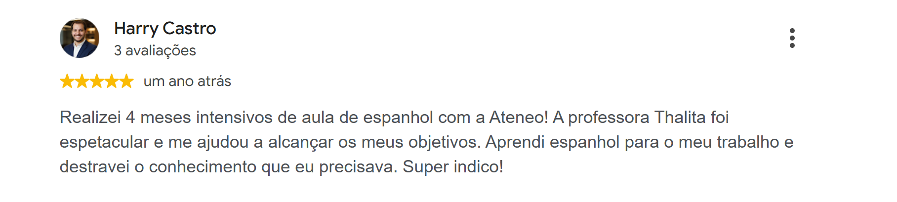 Depoimento de Harry Castro sobre aulas de espanhol